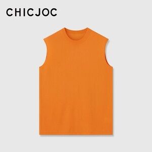 Chicjoc women cashmere sweater top size 36 in orange